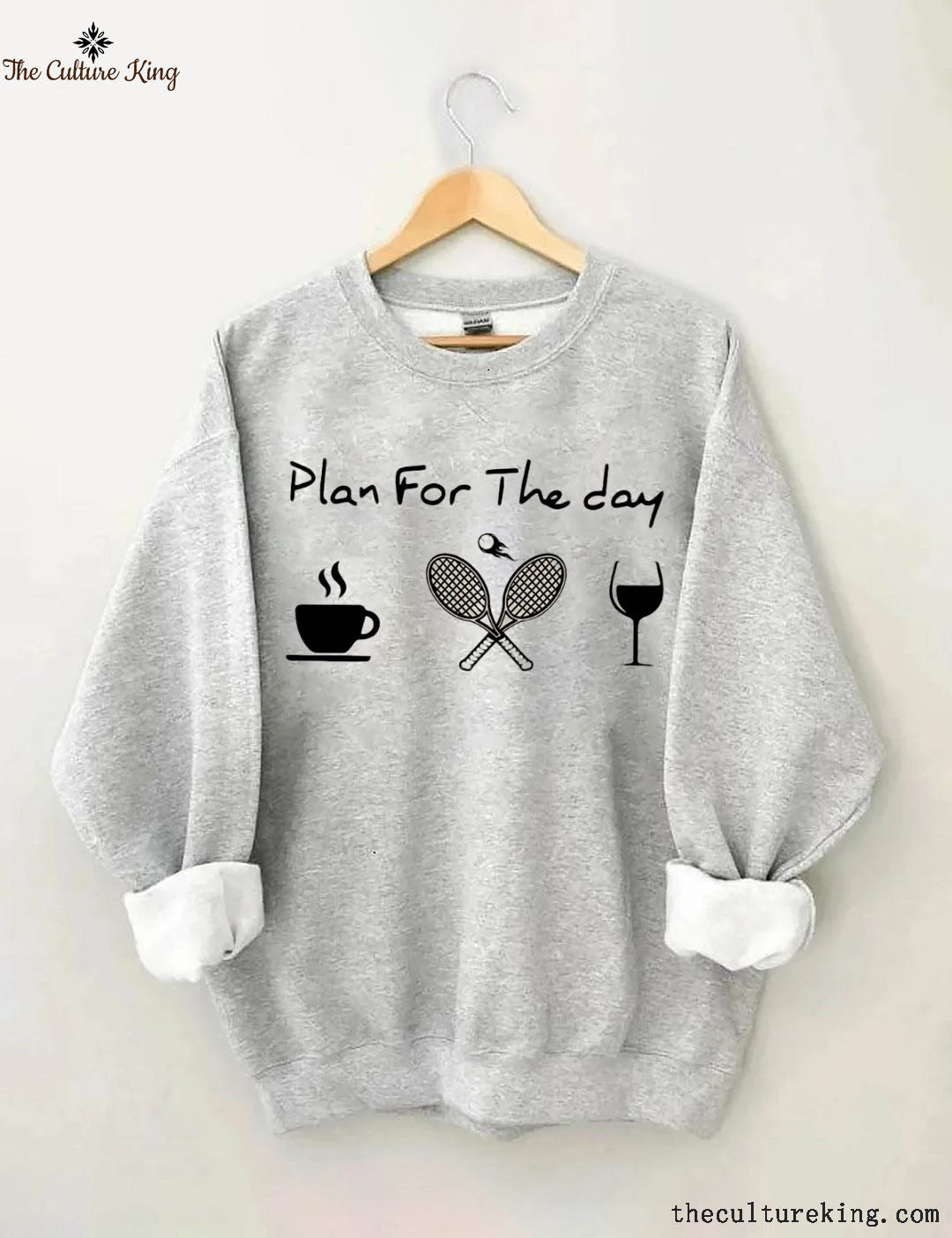 Plan For The Day Coffee Tennis Wine Sweatshirt