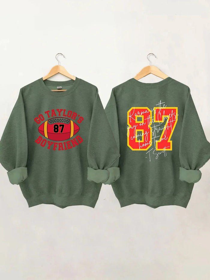 Go Taylor's Boyfriend  Football Sweatshirt,Taylor and Travis,Chiefs Karma