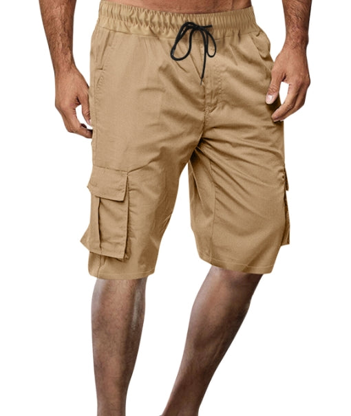 Men's Loose Casual Plus Size Cotton Pocket Solid Color Beach Quarter Pants