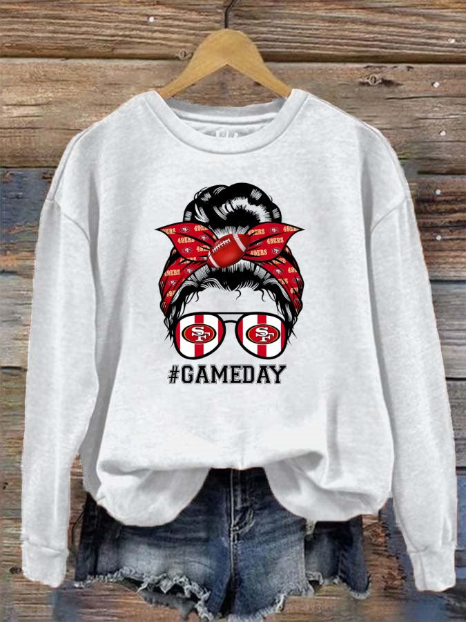 49ers Mom Bun Gameday Football Sweatshirt