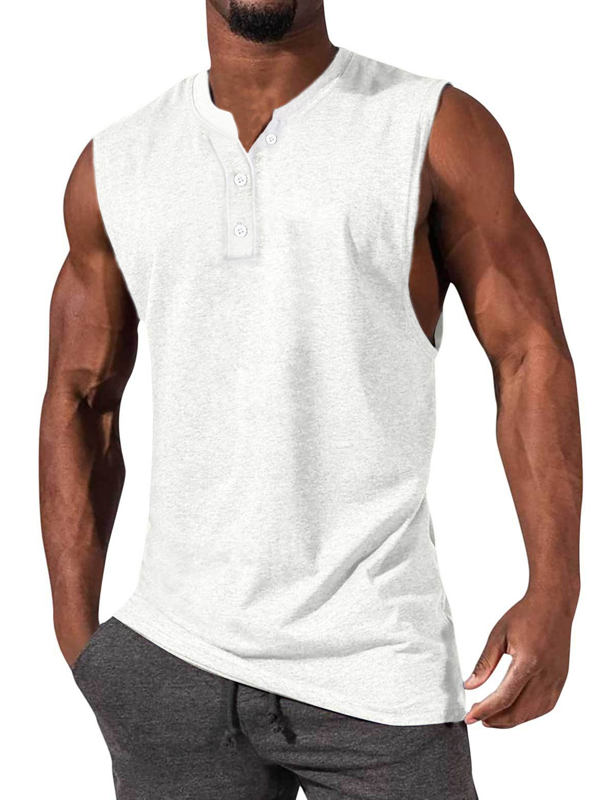 Men's Henley Slim Fit Sleeveless T-Shirt