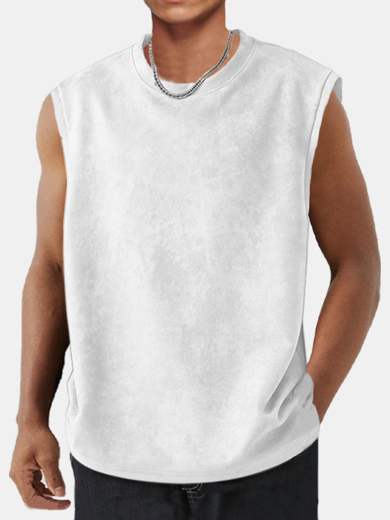 Men's Solid Color Simple Suede Sleeveless Comfortable T-shirt