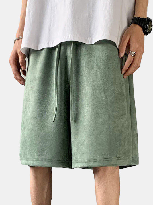 Men's Casual Loose Suede Solid Color Comfort Shorts