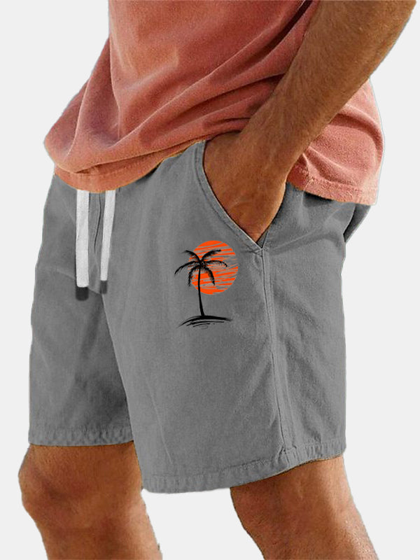 Men's Hawaiian Simple Coconut Sunset Print Shorts