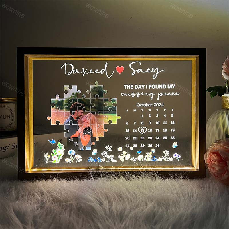 The Day I Found My Missing Piece Light Frame Personalized Gift