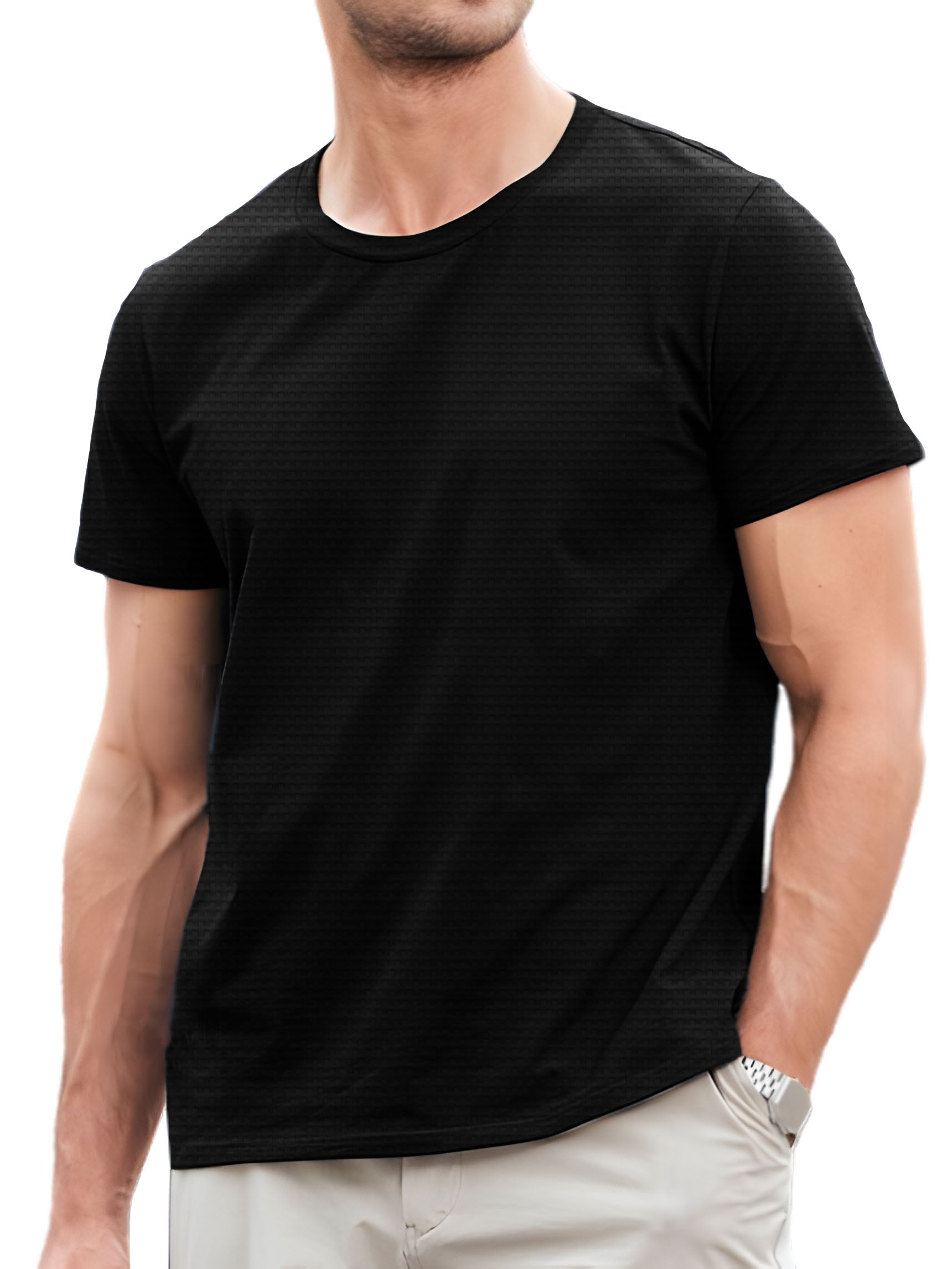 Men's Round Neck Mesh Ice Silk Short-Sleeved T-shirt