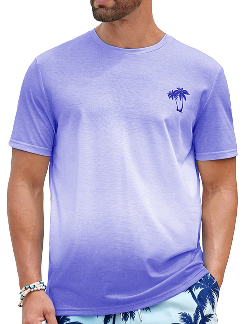 Hawaiian Gradient Coconut Print Short Sleeve T-Shirt