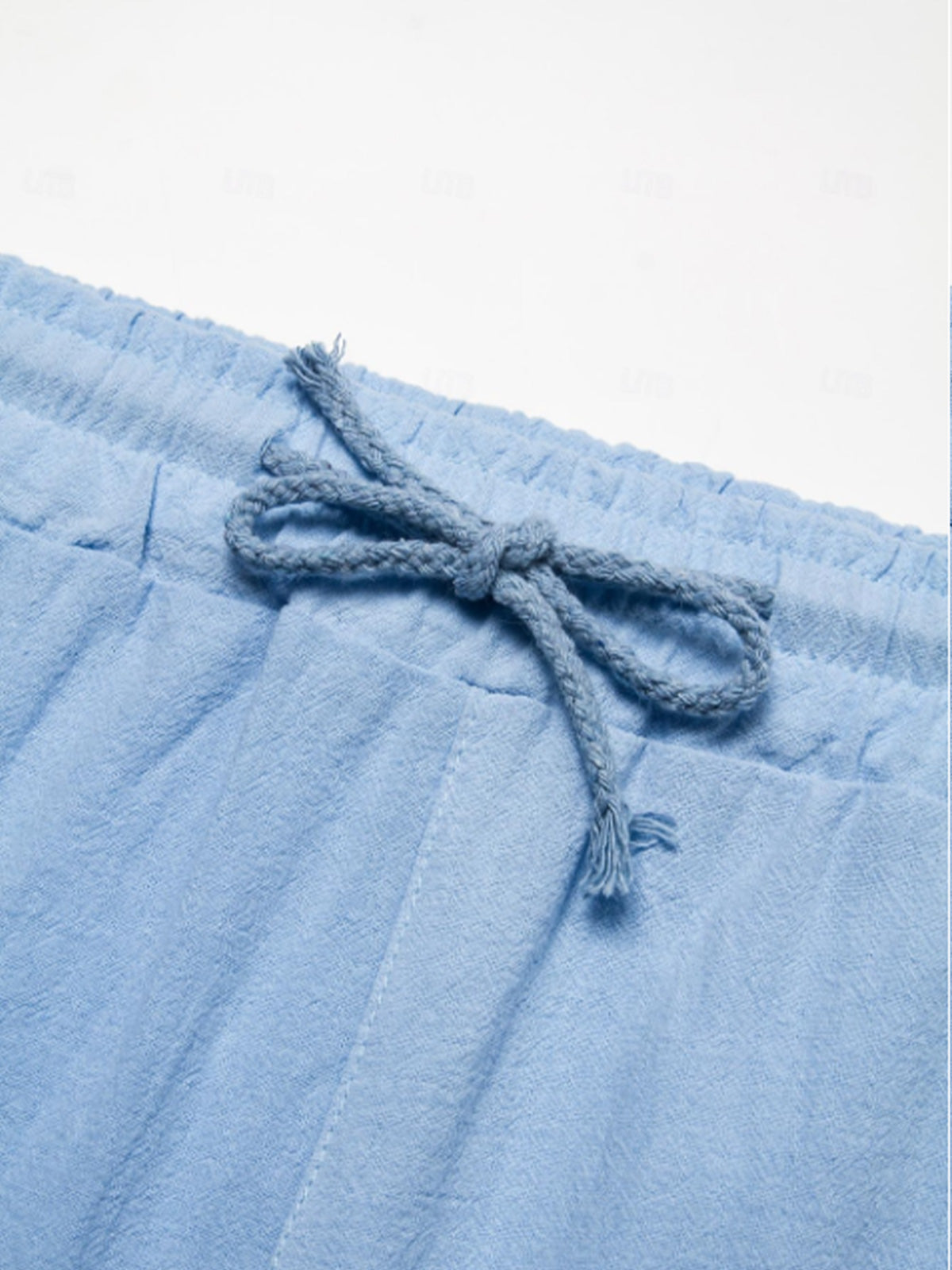 Men's Cotton and Linen Multi-Pocket Tie Beach Shorts
