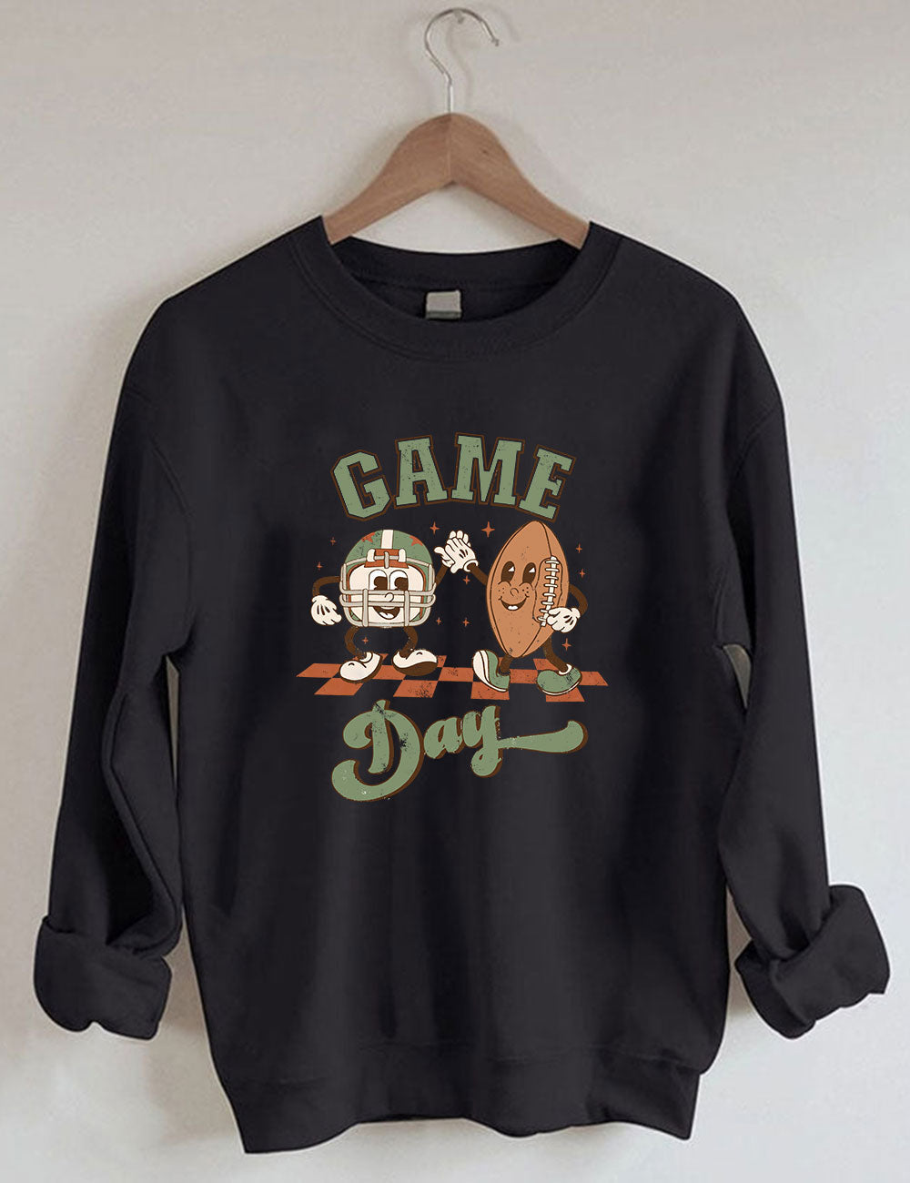 Distressed Retro Game Day Football Sweatshirt