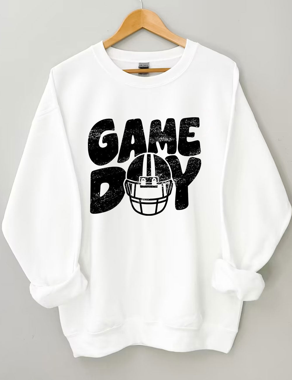 Distressed Helmet Football Game Day Sweatshirt