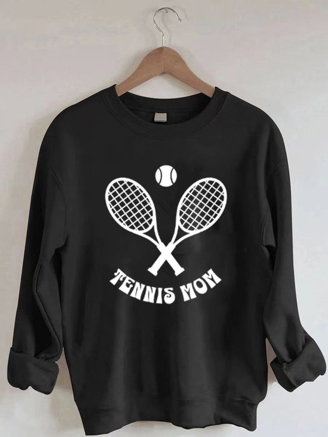 Women's Tennis Mom Print Crewneck Sweatshirt