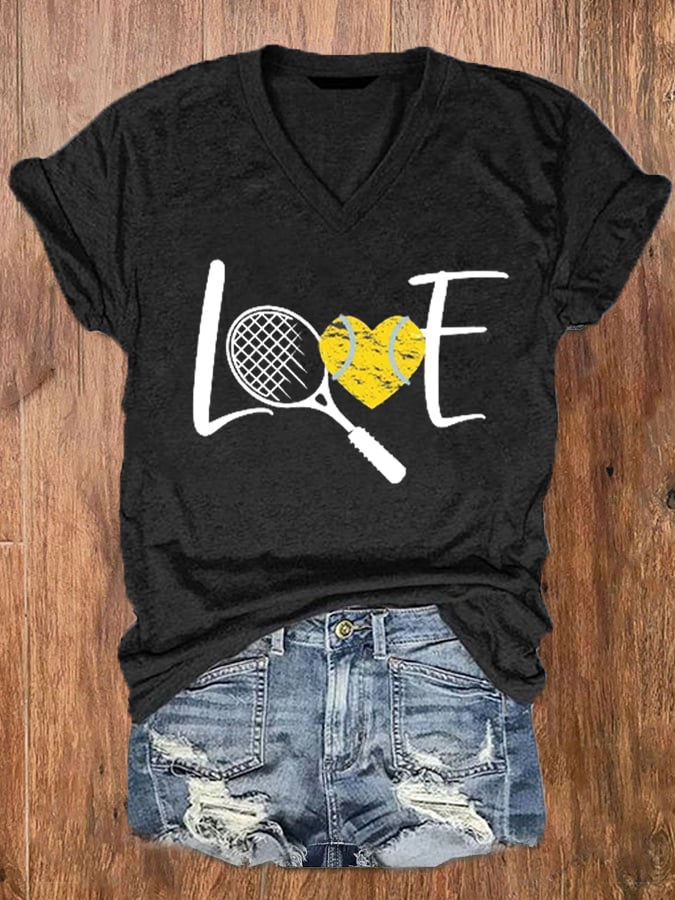 Women's Tennis Lover V-Neck Tee