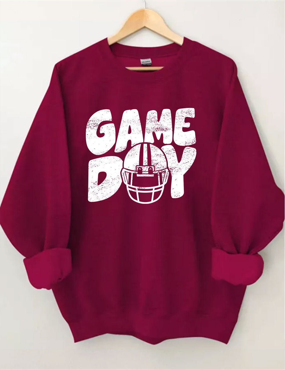 Distressed Helmet Football Game Day Sweatshirt