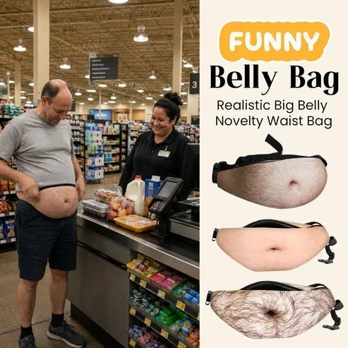 ⏰ 50% OFF Today- Funny Belly Fanny Pack – Realistic Fake Belly Waist Bag