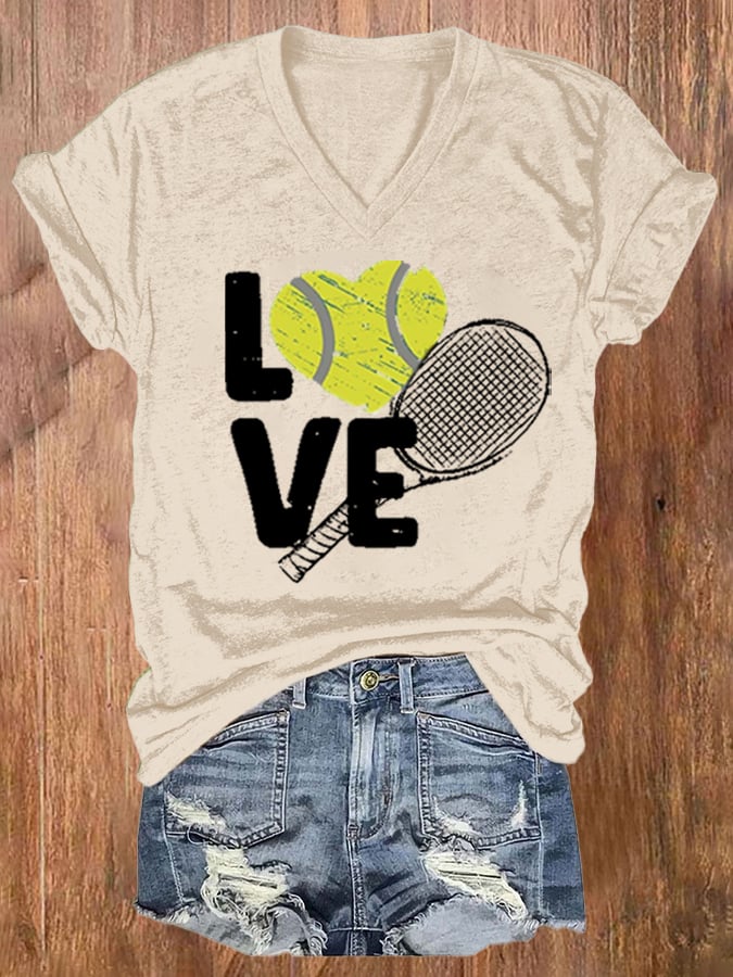 Women's  Apres Tennis  Printed Short-Sleeved T-Shirt