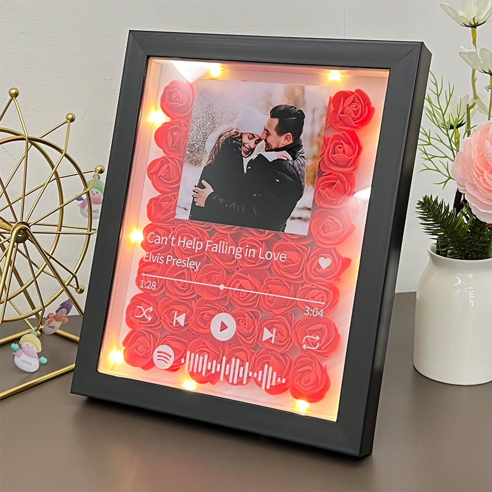 50%OFF⭐️Personalized Spotify Music Flower Shadow Box with Photo for Couples