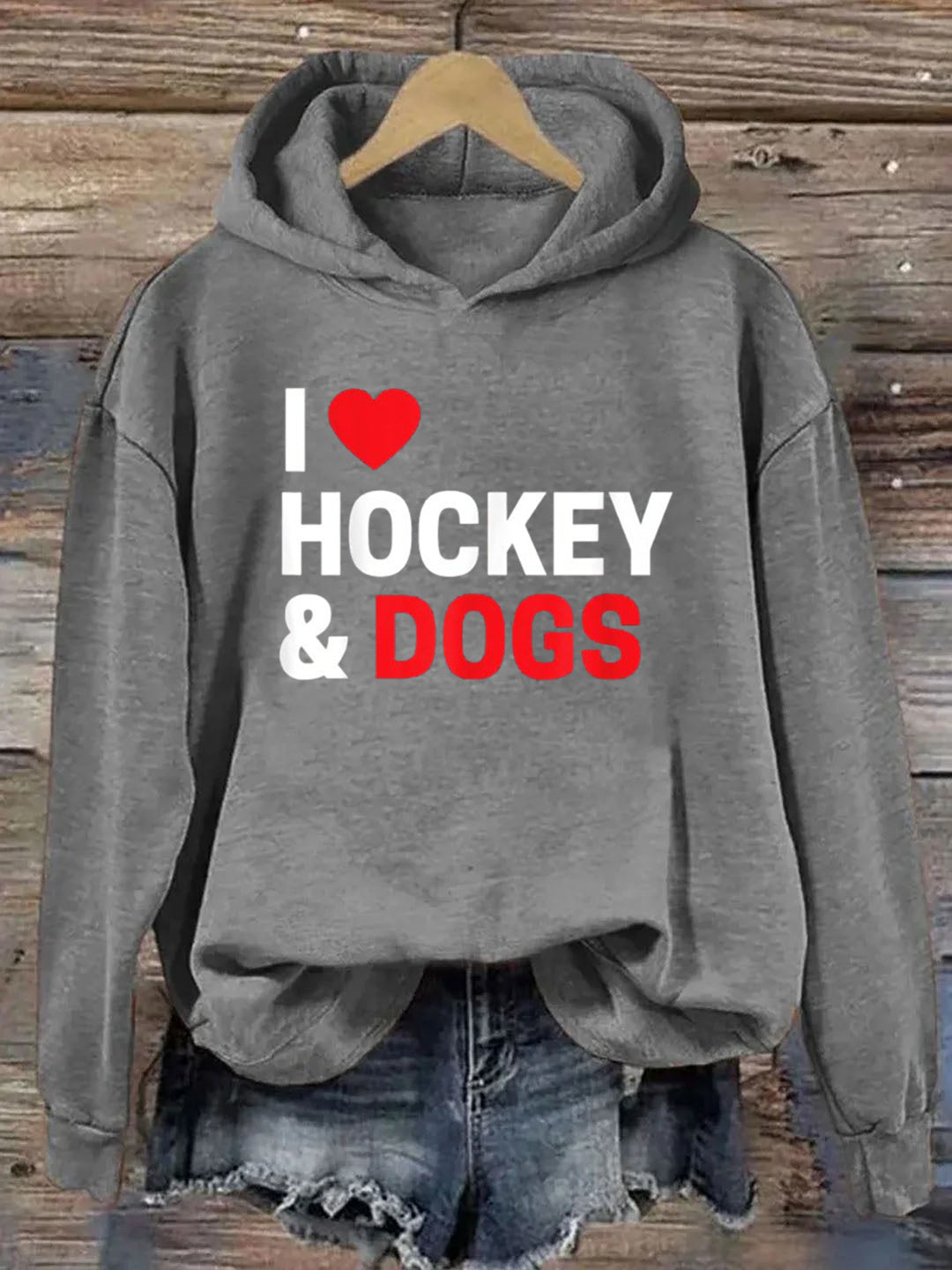 I Love Hockey & Dogs Hoodie