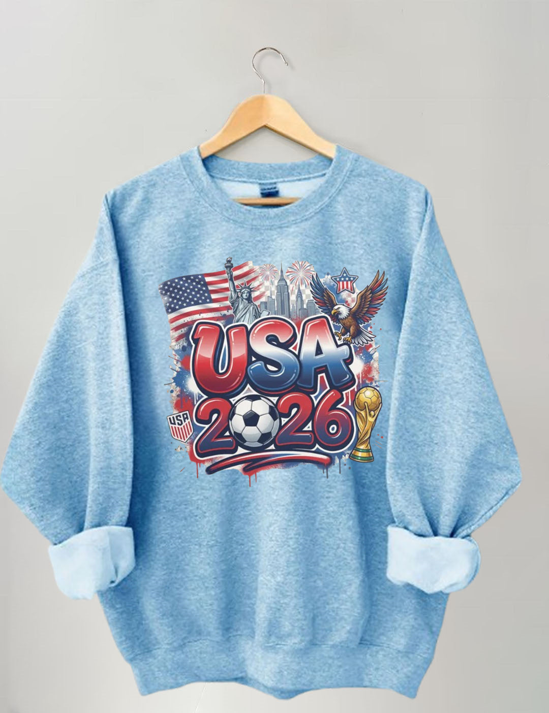 Y2K crop top Game Usa Flag World Soccer 2026 Sweatshirt