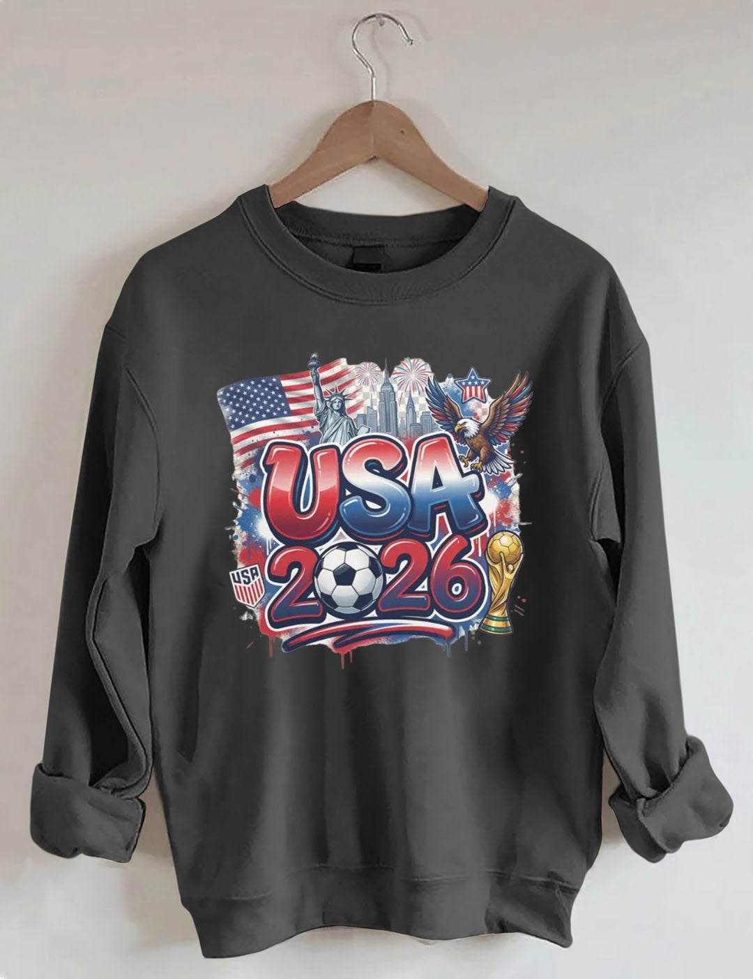 Y2K crop top Game Usa Flag World Soccer 2026 Sweatshirt