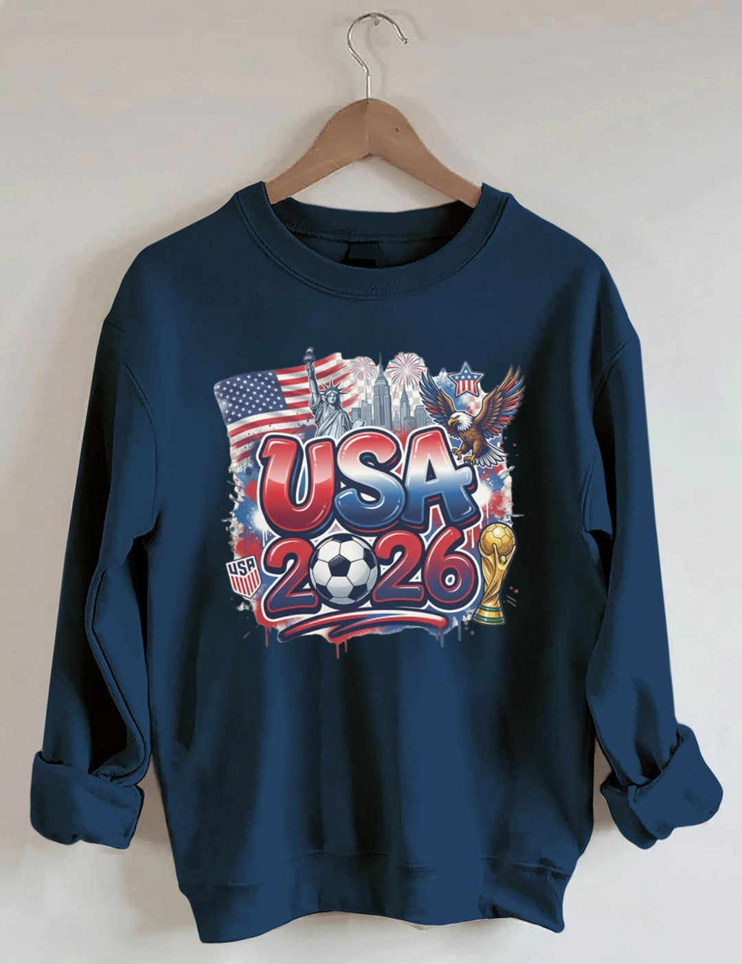 Y2K crop top Game Usa Flag World Soccer 2026 Sweatshirt