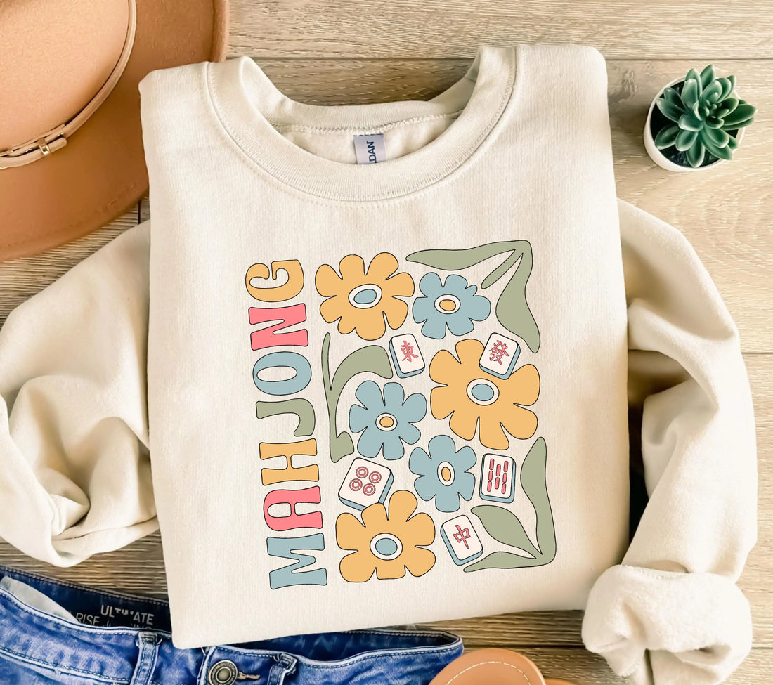 Boho Mahjong Love,Floral Mahjong  Sweatshirt