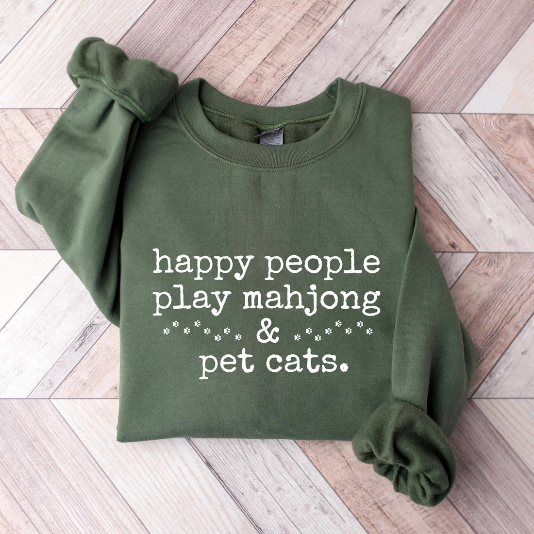 Happy People Play Mahjong & Pet Cats  Sweatshirt