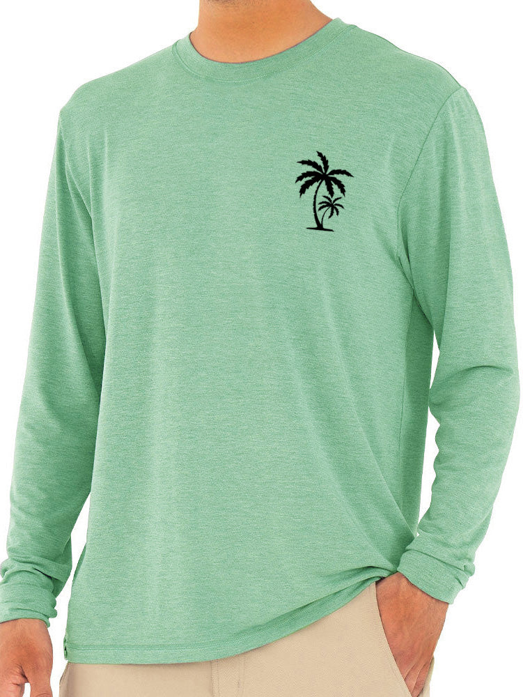 Men's Solid Color Palm Coconut Tree Print Casual Comfortable Long Sleeve T-Shirt