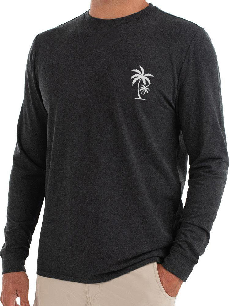 Men's Solid Color Palm Coconut Tree Print Casual Comfortable Long Sleeve T-Shirt