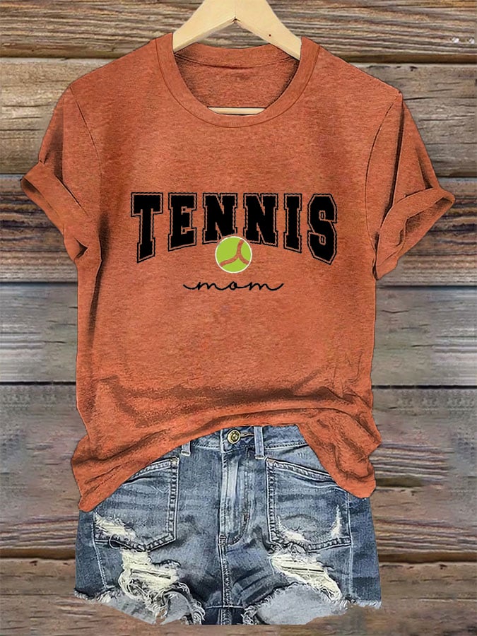 Women's Tennis Mom Tennis Lover Printed T-Shirt