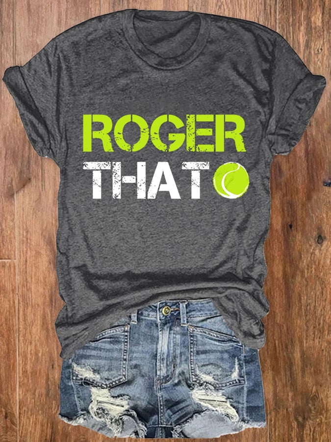 Women's The Goat RF Tennis Legend Roger That Print Crew Neck T-Shirt