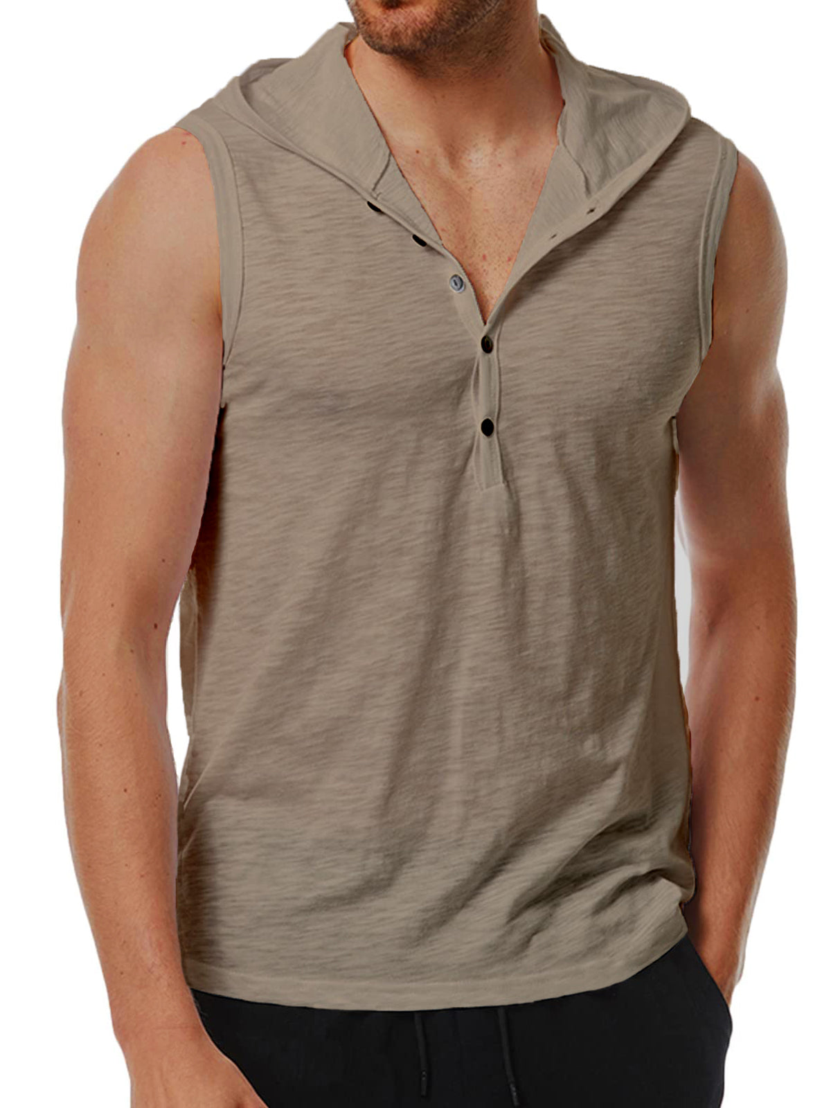 Men's Hooded Casual Fashion Sleeveless Bamboo Cotton T-shirt