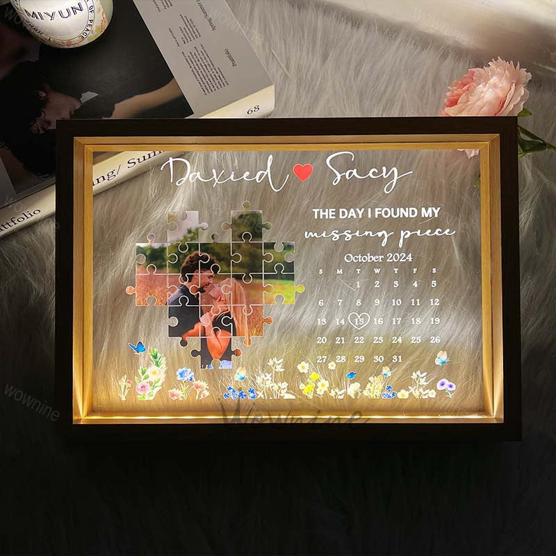 The Day I Found My Missing Piece Light Frame Personalized Gift