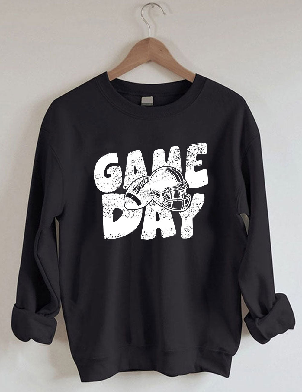 Distressed Helmet Football Game Day Sweatshirt