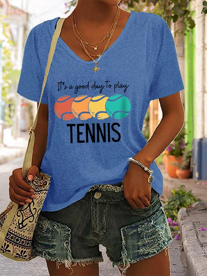 Women's It's a good day to play Tennis Print T-shirt