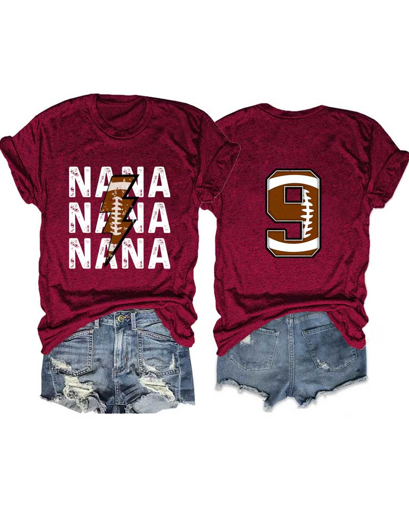 Football Nana Personalized Number T-Shirt