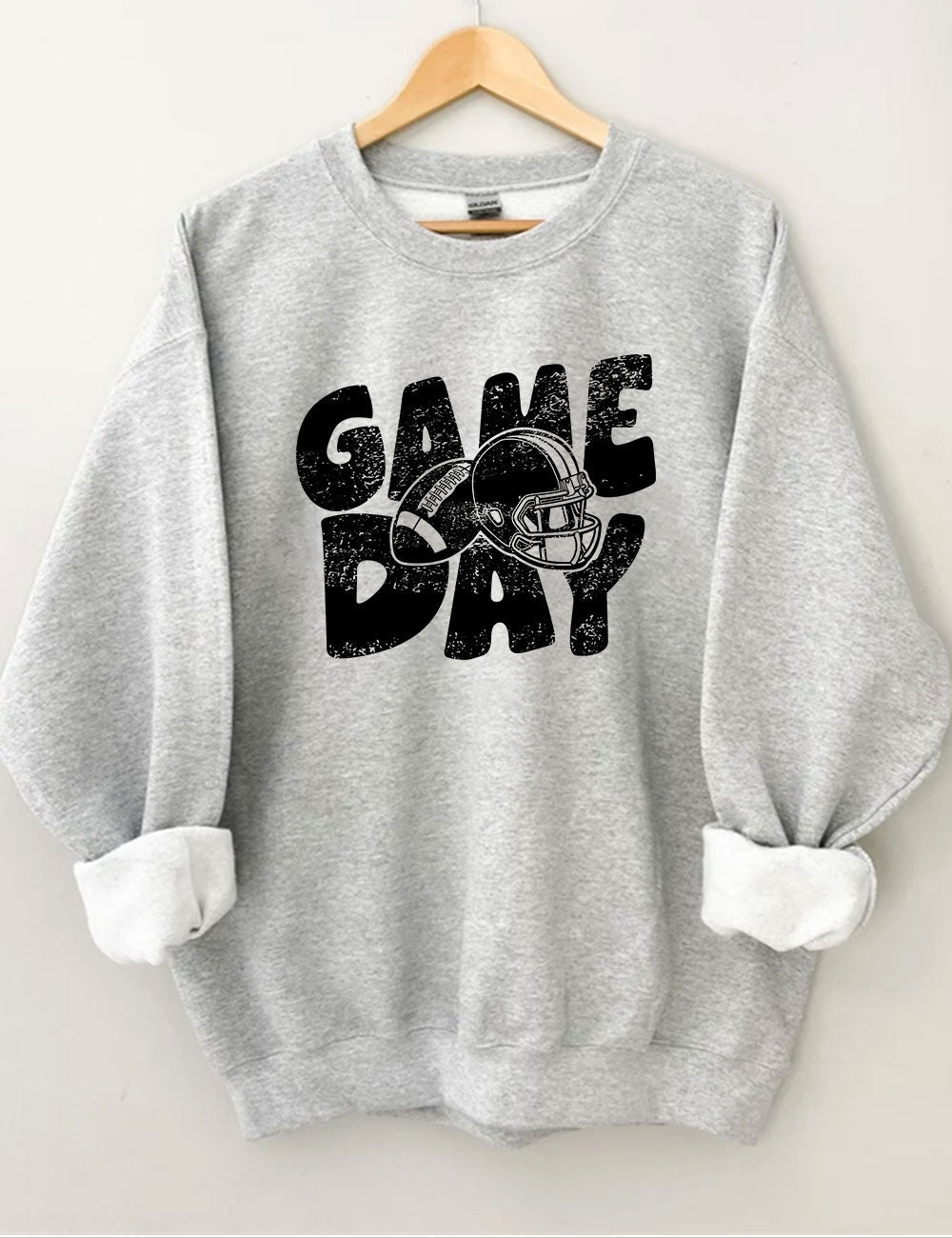 Distressed Helmet Football Game Day Sweatshirt