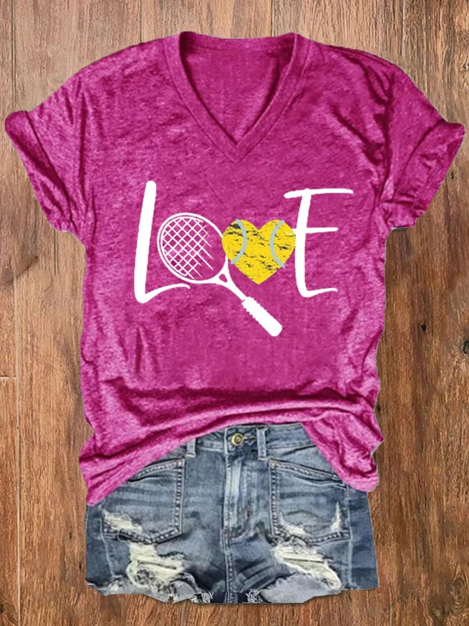 Women's Tennis Lover V-Neck Tee