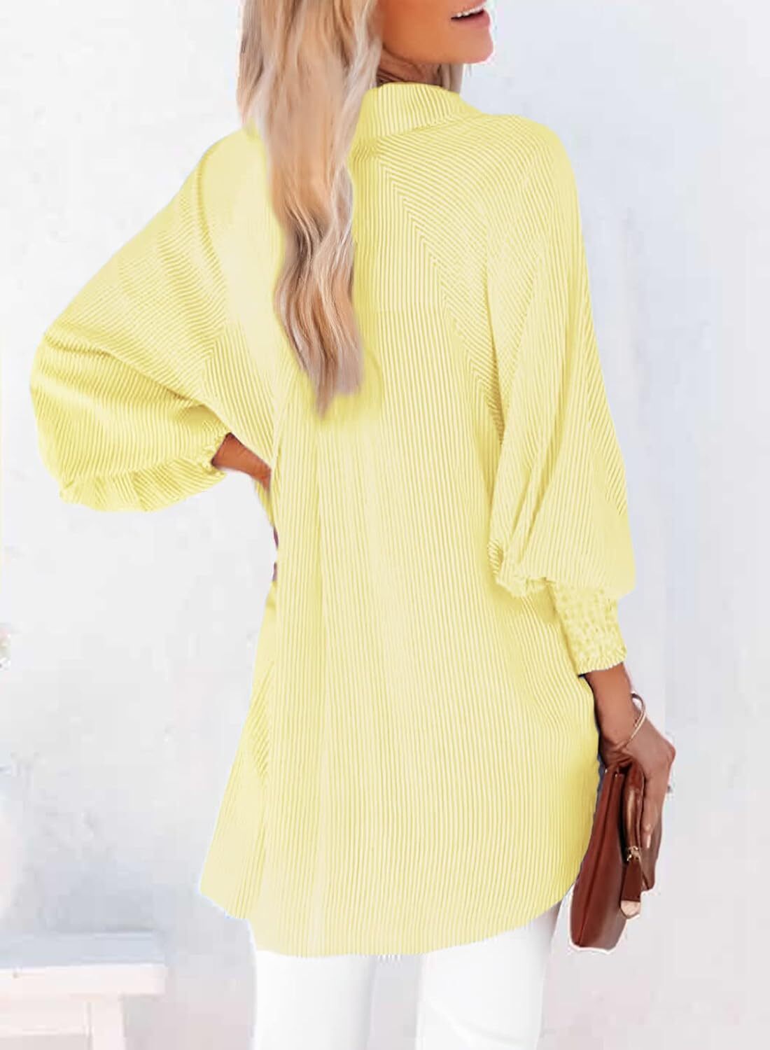 🔥Last day promotion🔥Women's pleated cuffs striped shirt with pockets and casual collar