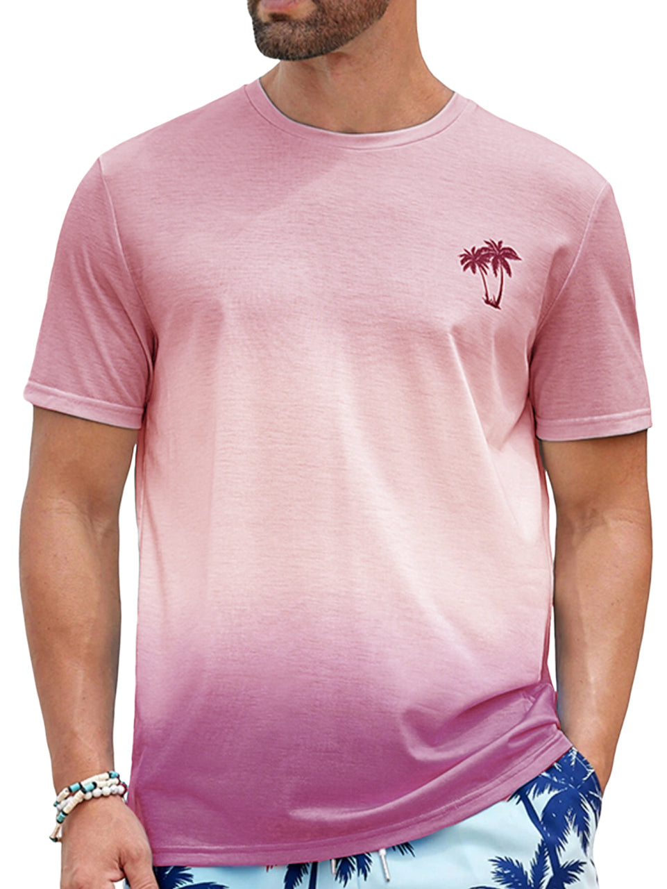 Hawaiian Gradient Coconut Print Short Sleeve T-Shirt