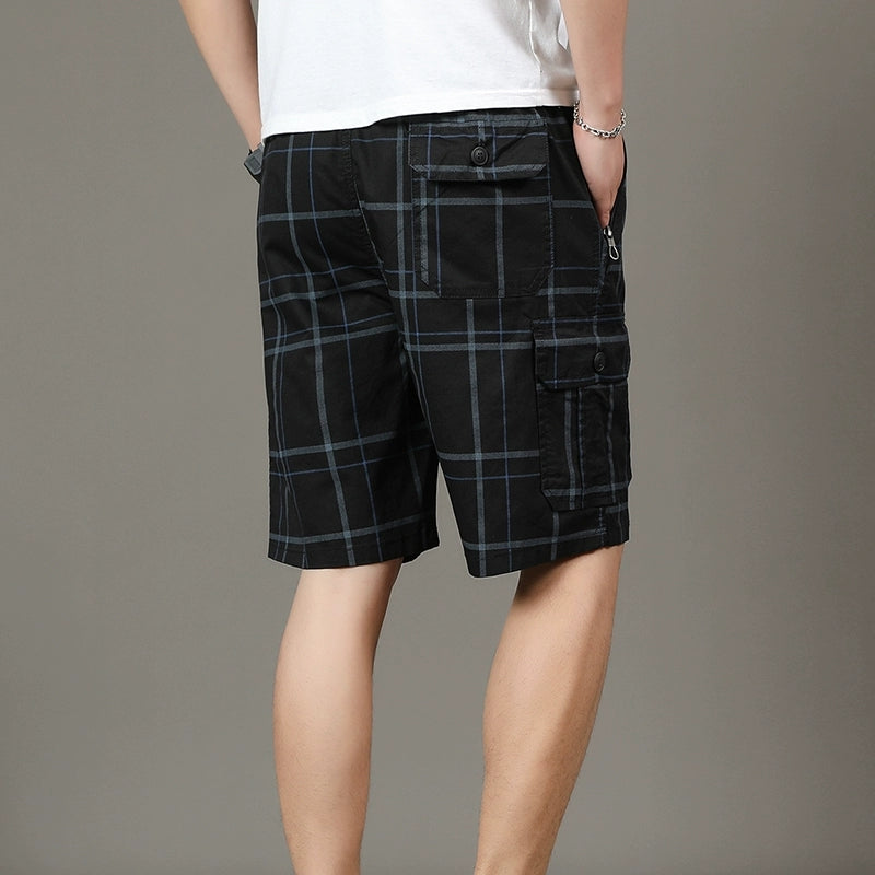 Men's Casual Fashion Sports Tether Elastic Multi-pocket Design Shorts