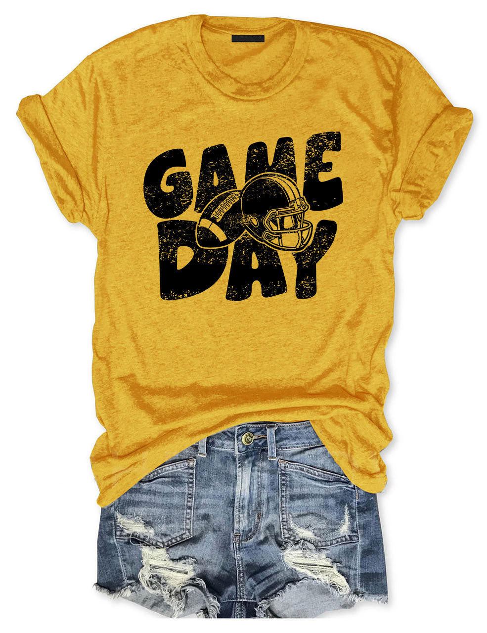 Distressed Helmet Football Game Day T-Shirt