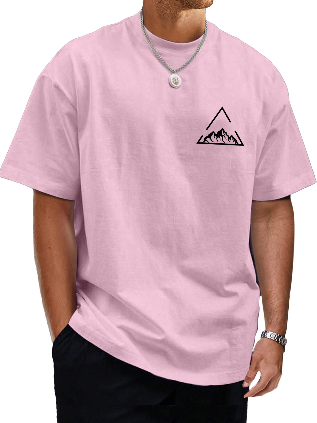 Men's Hawaiian Triangle Print Cotton Comfort Short Sleeve T-shirt