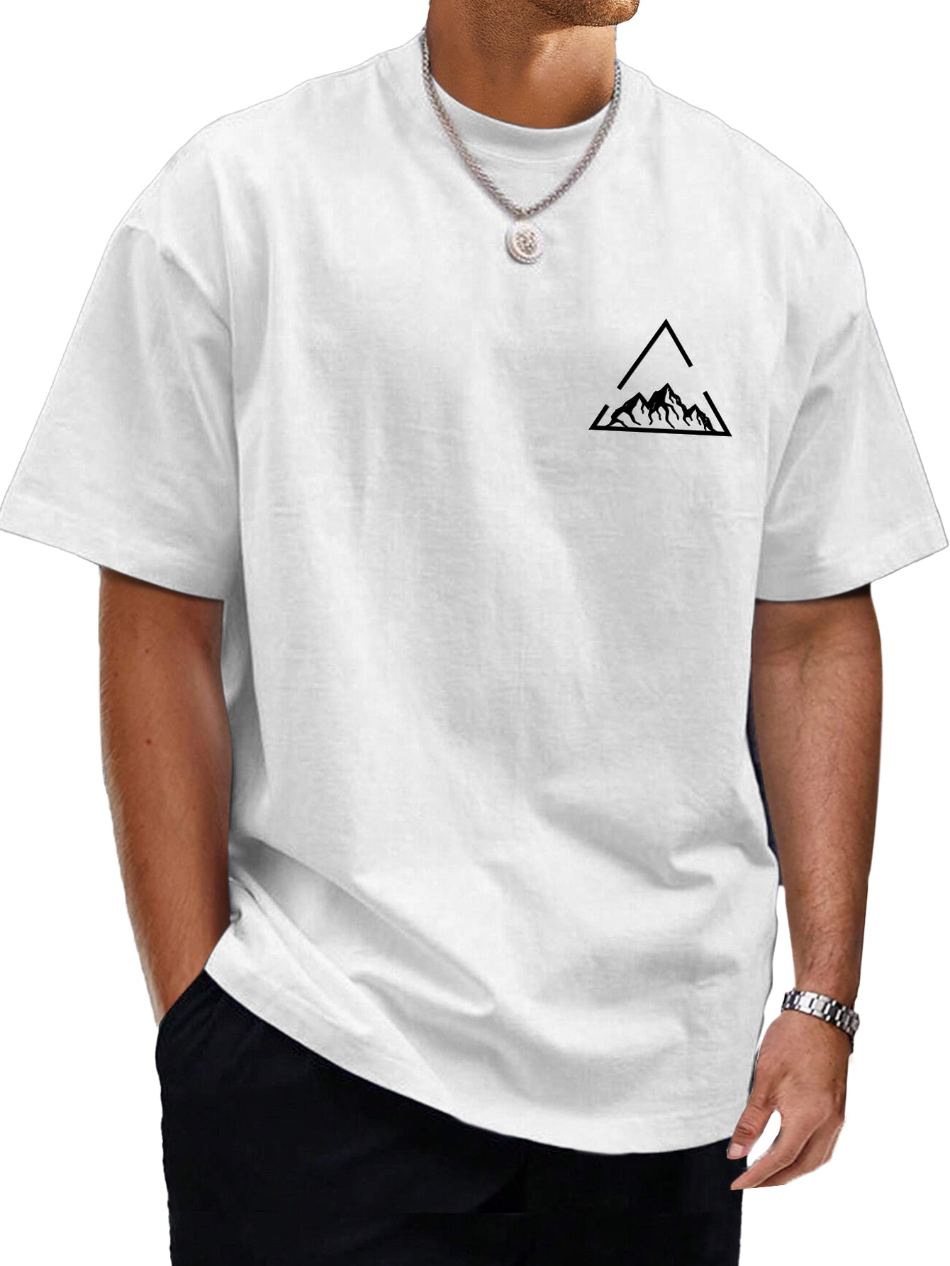 Men's Hawaiian Triangle Print Cotton Comfort Short Sleeve T-shirt