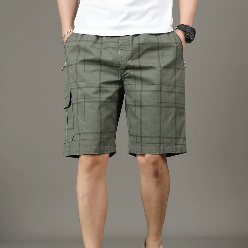 Men's Casual Fashion Sports Tether Elastic Multi-pocket Design Shorts