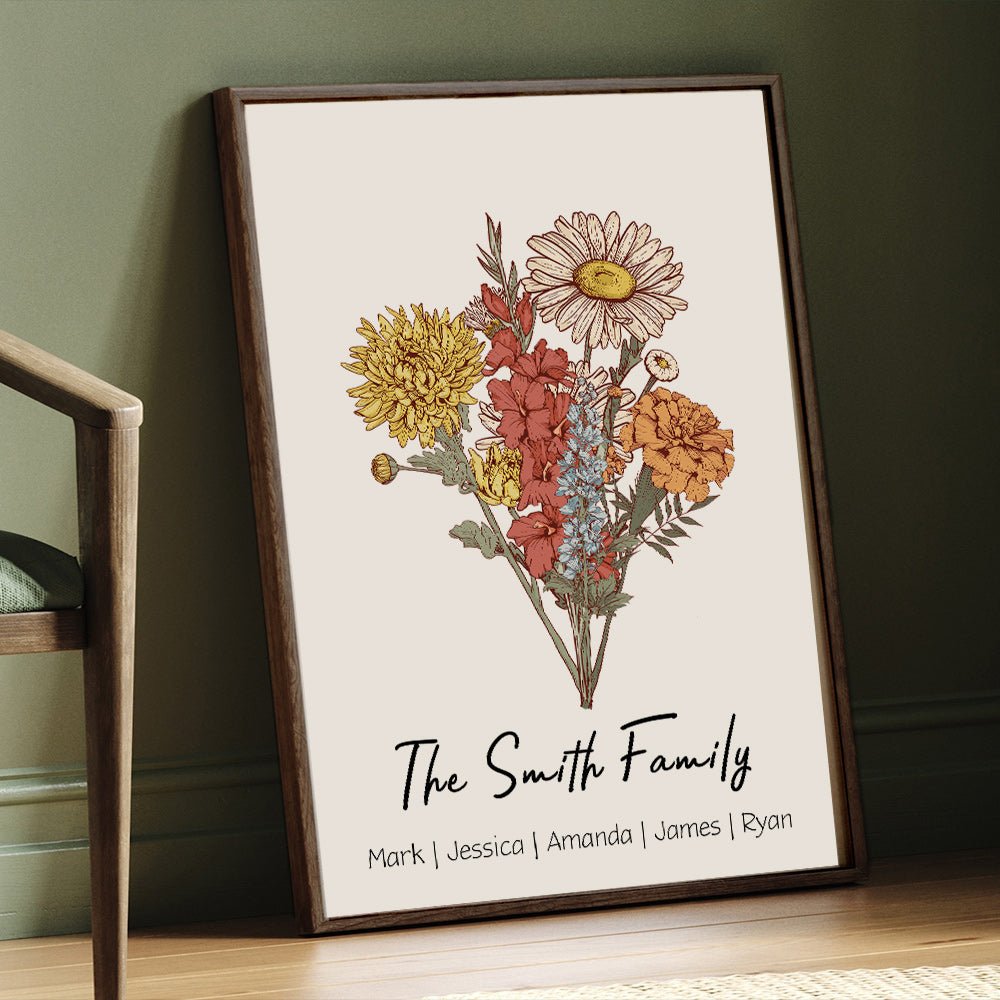 50%OFF Personalized Birth Flower Family Bouquet/Names Frame