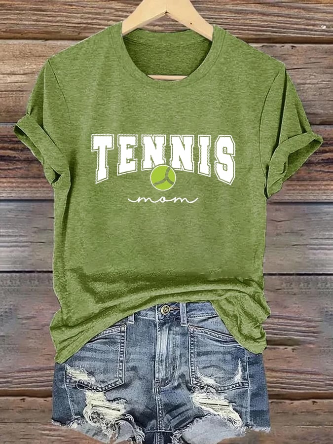 Women's Tennis Mom Tennis Lover Printed T-Shirt