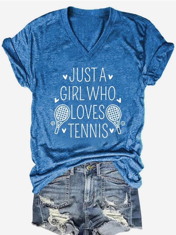 Women's "Just A Girl Who Loves Tennis" Printed T-Shirt