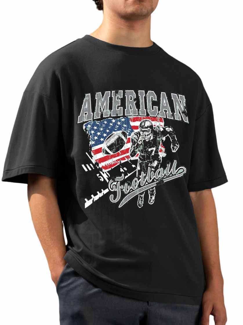 Men's Fashion Casual American Football Print Short Sleeve T-Shirt