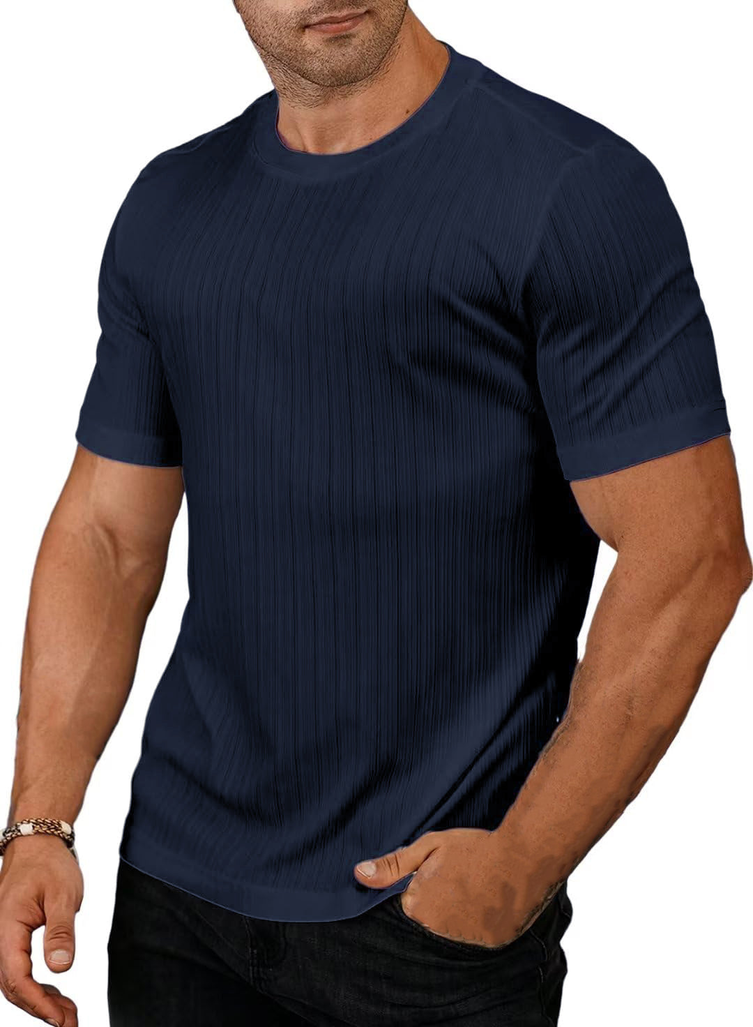 Men's Casual Striped Slim Fit Short-sleeved T-shirt