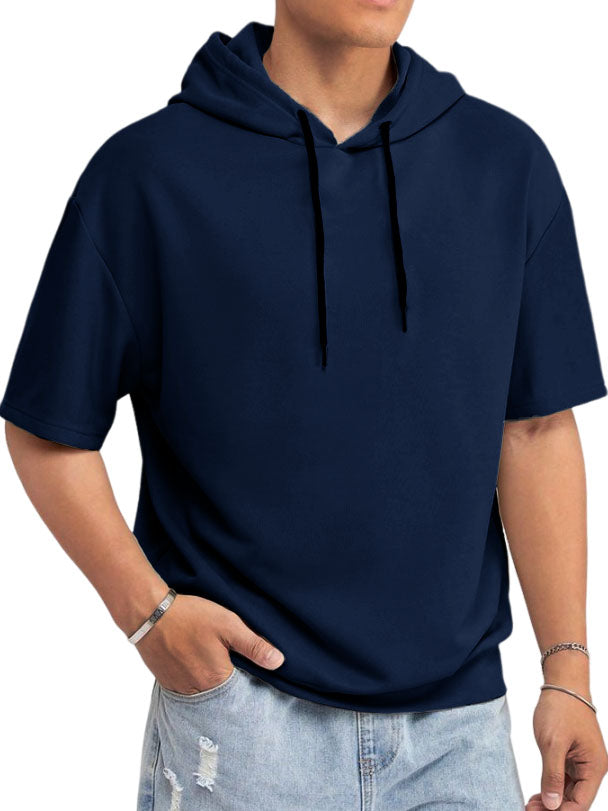 Men's Basic Casual Hooded Short Sleeve T-shirt